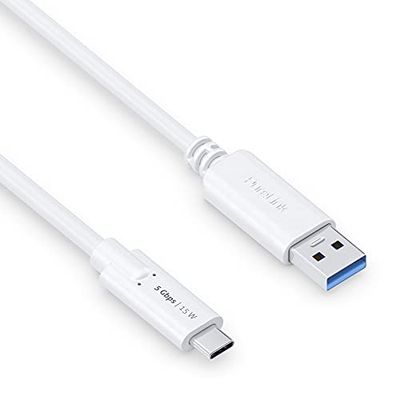 PureLink Cable USB-C a USB-A, USB 3.1 Gen 1 con transferencia de datos de 5 GB/s, blanco, 1,50 m