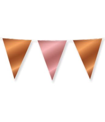 PD-Party 7031076 Feest Bunting | Elegant - Brons/Rosé Goud, Folie, Dubbelzijdig, Driehoekig, 1000cm Lengte x 30cm Breedte x 0.1cm Hoogte