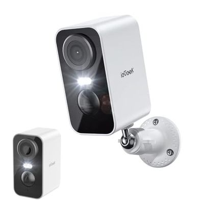 OBA Telecamera Wi-Fi Interno/Esterno Batteria Senza Fili, Videocamera con Faro e Allarme, Visione Notturna a Colori, Rilevamento del Movimento Persona, Sirena, Audio a 2 Vie, Funziona con Alexa