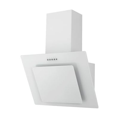 Hotte aspirante Respekta sans tête | Hotte aspirante inclinée 60 cm | Boîtier métallique avec écran en verre blanc | Fonction d'évacuation et de recyclage de l'air | CH21060WBZ | B | 55 - 62 dB