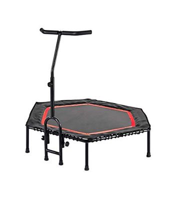 FA Sports Fit Indoor Fitness Trampoline with Handlebar - GS approved, 3268, black, red, Ø 126 x 114 cm