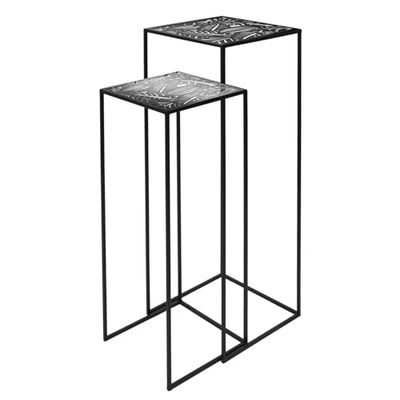 HOME DECO FACTORY Metal Gigogne Havana X2 Mobilier Bureau Console, Sellette, meubels, ijzer, zwart, 34 x 34 x 90 cm
