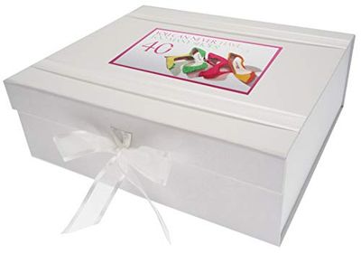 Witte katoenen kaarten NSH40X Large "Je kunt nooit te veel schoenen hebben" Keepsake Box - Neon