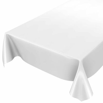 ANRO Wasdoek tafelkleed, voor binnen en buiten, afwasbaar, wit, effen, glanzend, effen, rond, ovaal, hoekig, 200 x 140 cm
