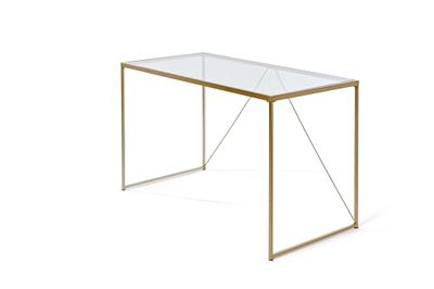 Jahnke Bureau Glam Desk en Verre Transparent/doré