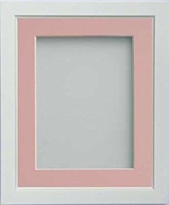 Frame Company Ainsworth Range White 12x12 inch Picture Photo Frame with Pink Mount for Image 8x8 inch * Choice of Sizes* Fitted with Real Glass