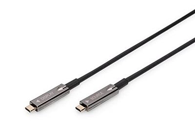 Digitus AV Cavo Patch USB Tipo-C a USB Tipo-C AOC Cavo Ibrido in Fibra Ottica 4K@60Hz USB 3.1 Spec 10m