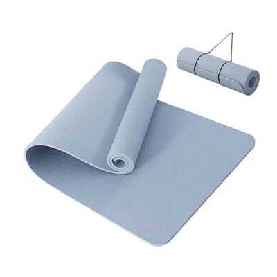 Good Nite Yogamat Dikke 10 mm Oefenmatten TPE Yogamatten Voor Vrouwen & Mannen Antislip Gym Matten Voor Thuis Fitness Workout Mat Pilates 183 * 61 * 1 cm (Hemelsblauw)