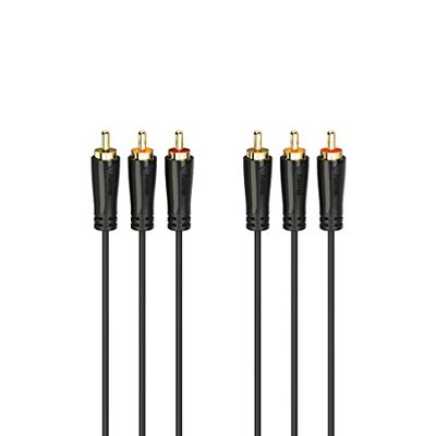 Hama Audio-videokabel, 3 x RCA M / 3 x RCA M, 3 meter, vergulde stekker