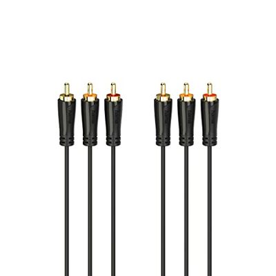 Hama – Ljud-videokabel, 3 x RCA M/3 x RCA M, 3 meter, gyllene kontakter