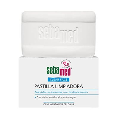 Sebamed Clear Face Pastilla Limpiadora - 100g pastilla limpiadora sin jabón para piel con impurezas con tendencia al acné. Combate granos, puntos negros e impurezas de la piel, 1