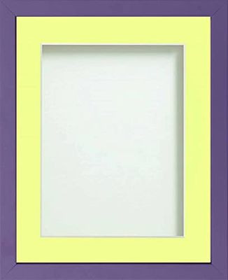 Frame Company Jellybean Range Purple Wooden 16x12 inch Picture Photo Frame with Lemon Bon Bon Mount for Image 14x10 inch * Choice of Colours & Sizes* Fitted with Perspex