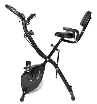 TechFit hometrainer, inklapbaar, magnetische weerstand, lcd-display, verstelbare rugleuning en zadel, hartslagsensor, tablethouder, vliegwiel, ruimtebesparende wielen, max. draagkracht 120 kg