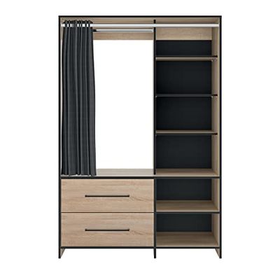 Symbiosis Jungo Armoire Chêne Naturel et Rideau Noir 122x50x182,1 cm