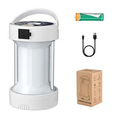 Lampe de camping LED, super lumineuse, portable, en ABS, blanc, à piles, rechargeable, équipement d'urgence, panne de courant, lampe de recherche, lampe de tente pour la pêche, l'aventure, la
