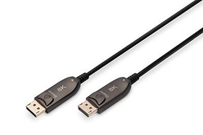 DIGITUS DisplayPort AOC hybride glasvezelkabel - Displayport 1.4 - 8k/60Hz - UHD-II - vergulde contacten - 10m - zwart