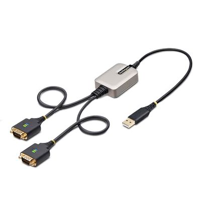 StarTech.com Cavo da USB a seriale a 2 porte da 60 cm, Viti/dadi DB9 intercambiabili, ritenzione COM, USB-A a DB9 RS232, FTDI