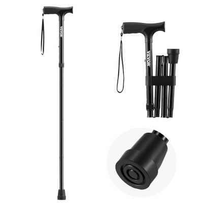 VEVOR Wandelstok voor man en vrouw, opvouwbare wandelstok met 5 niveaus verstelbare hoogte en anti-slip rubberen punt, lichtgewicht en draagbare aluminium mobiliteit loophulp voor senioren