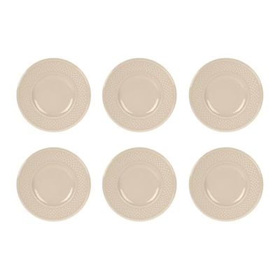 GENEVIEVE LETHU 545269 Set med 6 Desserttallrikar med riskorn - färg lergods brungrå - Ø 21 cm
