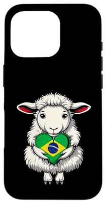 Brazil Cute Sheep Heart Brazilian Roots Brasilian Pride Case for iPhone 16 Pro