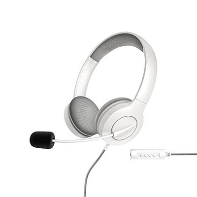 Energy Sistem Zestaw słuchawkowy Office 3 (słuchawki ze złączem USB i 3,5 mm, regulacja głośności i funkcja wyciszenia, chowany mikrofon)- biały
