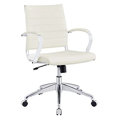 Modway Jive Fauteuil de bureau pivotant pour ordinateur à dossier moyen Blanc