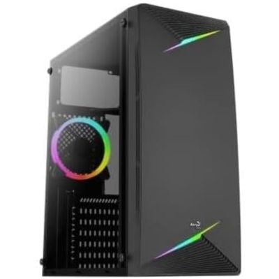 AeroCool Caja Mediana Torre ATX Tacón v1 RGB con Paneles acristalados (Negro)