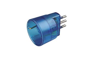 Poly Pool PP0433.9S PP0433.9 Adapter with Small Plug and German Socket with Side Earth, Transparent Light Blue, One Piece