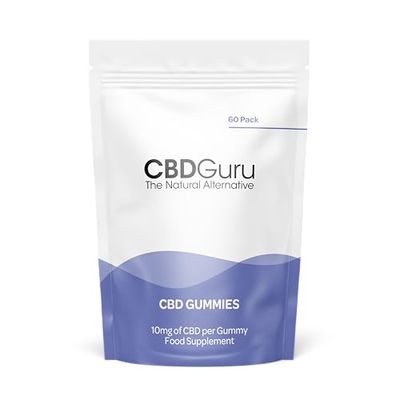 CBD Guru CBD Gummies 10mg 60 Pack - Mixed Fruit Flavour Broad Spectrum CBD Gummy Bears for Sleep & Anxiety Support, 600mg Total CBD