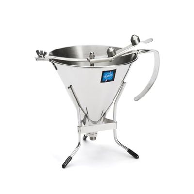 De Buyer 3354.12 automatisk kolvtratt med stativ, alla delar rostfritt stål, 1,5 liter kapacitet