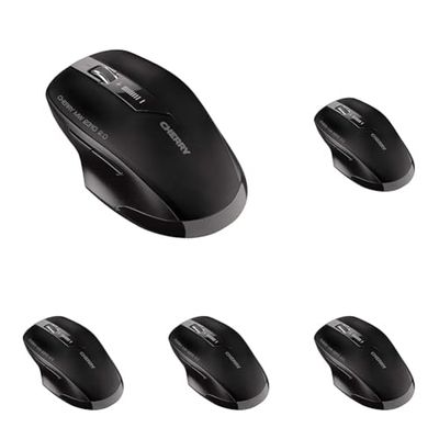 CHERRY MW 2310 2.0, Souris sans Fil 6 Boutons, 2.4 GHz RF avec 10 m de Portée, Capteur Optique & Switch DPI, Récepteur Nano USB, Ambidextre, Noir (Lot de 5)