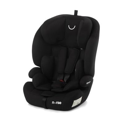Nurse, Grip Siège Auto iSize pour les Enfants de 2 à 12 Ans Mesurant Entre 76 et 150 cm, Installation avec Ceinture, 9 Positions, Siège Auto sans Système Isofix, Noir