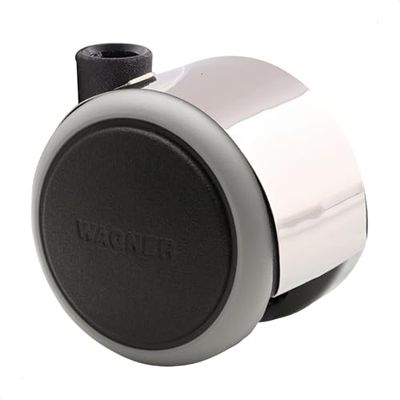 Wagner 01022701 Roulette de meuble design/roulettes pivotantes/double roulettes - Souple - Diamètre : 50 mm - Hauteur : 55 mm - Hauteur : 55 mm - Noir/gris/chromé - Charge maximale : 50 kg