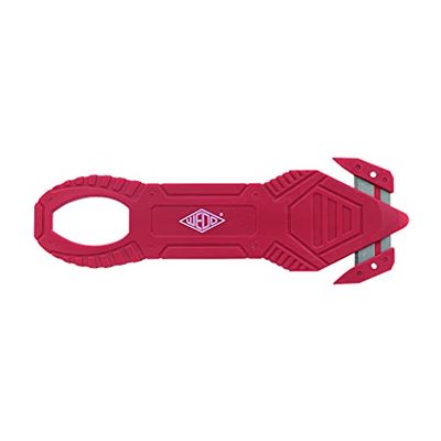 WEDO 78864 - Taglierina per fogli di sicurezza Basic, per imballaggi come pellicola, cartoni, coperture, certificato TÜV/GS, ultra leggero (17 g), colore: Rosso