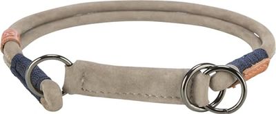 TRIXIE Zug-Stopp BE NORDIC Collare per cani in pelle L-XL grigio, comodo collare per cani di taglia grande e molto grande con controllo del tiraggio, robusto ed elegante, 17150