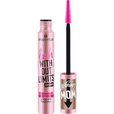 Essence Cosmetics lash WITHOUT LIMITS BROWN EXTREME LENGTHENING & VOLUME MASCARA MARRONE, lunga durata, volumizzante, allungamento, 13 ml