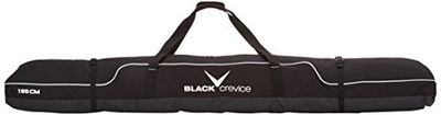 Black Crevice skidväska I Skidväska för 1 par skidor och stavar I robust skidväska med vadderade dubbla handtag I Skidväska med dubbeldragkedja I Mått: L 195 cm x B 20 cm x H 20 cm