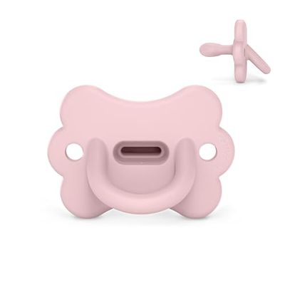 Suavinex, Sucette Tout Silicone pour Nouveau-nés, pour Bébé 0/6 Mois et Naissance, avec Tétine Symétrique SX Pro, Réversible, Super Douce et Souple, Idéal pour Dormir, Butterfly, Rosewater