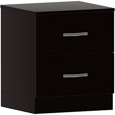Home Discount Mesa de cabeceira 2 gavetas de correr com puxadores de metal, com suporte de gaveta único antiarqueamento, móveis de quarto rico