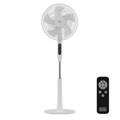 Black+Decker – Ventilateur sur Pied BXEFP30E, 30W, 24 Vitesses, Modes Normal, Naturel et Nuit, Minuterie 15h, Silencieux, Oscillation Automatique, Hauteur Réglable 118-138 cm, Écran LED
