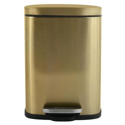 Spirella - Poubelle de Salle de Bain à Pédale en Inox AKIRA - Fermeture Douce Easy-Close, Revêtement Anti Trace de Doigts - 21,4 x 17,6 x 30 cm - 5L - Or Brossé
