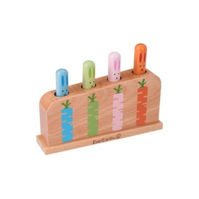 EverEarth Juego de golpecitos Conejos saltarines de Madera sostenible - Fomenta la motricidad y la coordinación Mano-Ojo - Juguete Educativo ecológico para niños - EE33731