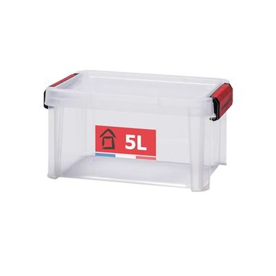 Sundis contenitore con coperchio CLIP 'N STORE, 5L, Trasparente con coperchio a scatto, impilabile, idoneo al contatto alimentare
