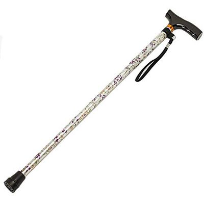 HOMECRAFT Adjustable Walking Stick, Rubber Tip, Good Stability, Floral Design, Mobility Aids, 79 cm - 102 cm