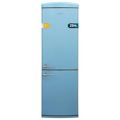 Cecotec Frigorífico Combi 2 Puertas Retro de 294L Bolero CoolMarket Combi Origin 294+ Blue E. Altura 190cm y 60,5 cm de Ancho, Total No Frost, Multi Cooling, Fast Freezing, Acabado Vintage Azul