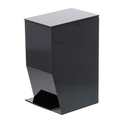 Yamazaki 3386 Tower Step~on Trash Can, Black, ABS Resin, 12 x 19 x 27.5 cm