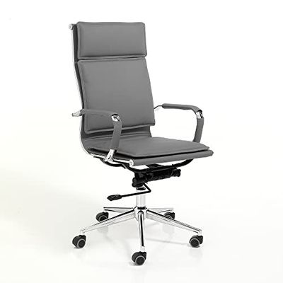 Oresteluchetta Bureaustoel Paly Grey, PU Leather, Grijs, 110 x 57 x 66