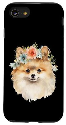 Floral Pomeranian – Cute Pom with Flower Crown Case for iPhone SE (2020) / 7 / 8
