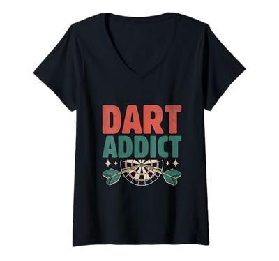 Donna Dart Addict Gioco Giocatore sportivo Maglietta con Collo a V