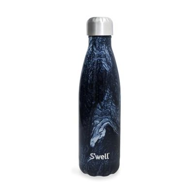 S'well Original vattenflaska, Azurite Marble, 500 ml. Vakuumisolerad dryckesflaska håller dryckerna kalla och varma - BPA-fri vätskeflaska i rostfritt stål för resan